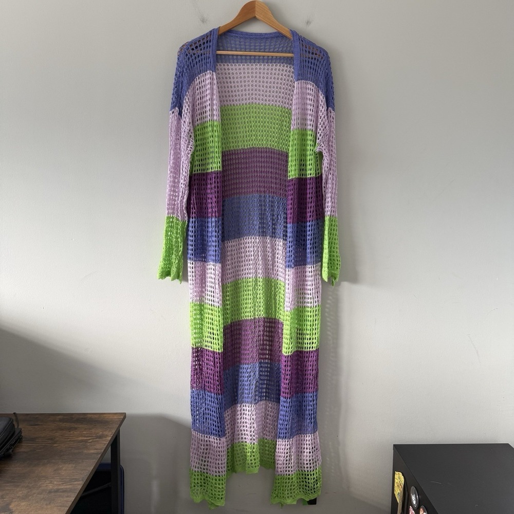 Open Knit Bell Sleeve Cardigan Sz 3XL Festival Punk Phoebe Buffay Y2K 90s Grunge